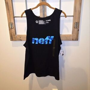 Neff Men's Tank Top, Size Large, Black with Blue Camo Logo
